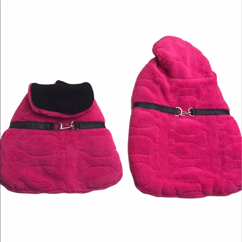 Dog Pet Animal Jacket Coat Pink Black Faux Fur